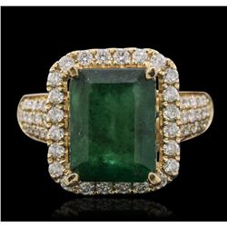 14KT Yellow Gold 4.43ct Emerald and Diamond Ring