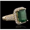 Image 2 : 14KT Yellow Gold 4.43ct Emerald and Diamond Ring