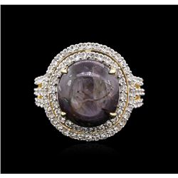 SILVER 17.12ct Star Ruby and White Sapphire Ring