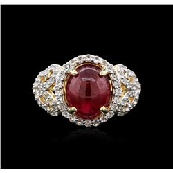 PLATED SILVER 5.14ct Ruby and White Topaz Ring