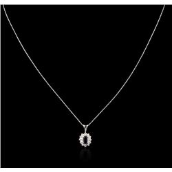 14KT White Gold 0.74ct Sapphire and Diamond Pendant With Chain