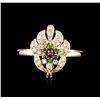 Image 1 : 14KT Rose Gold 0.12ctw Emerald, Ruby and Diamond Ring