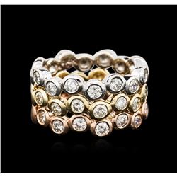 14KT Three-Tone Gold 1.37ctw Diamond Rings