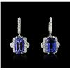 Image 1 : 14KT White Gold 10.60ctw Tanzanite and Diamond Earrings