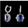 Image 2 : 14KT White Gold 10.60ctw Tanzanite and Diamond Earrings