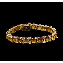 14KT Yellow Gold 17.02ctw Orange Sapphire and Diamond Bracelet