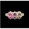Image 1 : 14KT Rose Gold 1.57ctw Multicolor Sapphire and Diamond Ring
