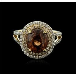 14KT Yellow Gold 3.23ct Tourmaline and Diamond Ring