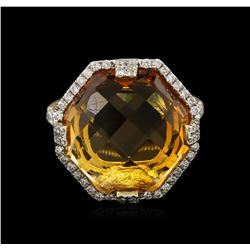 14KT Yellow Gold 14.51ct Citrine and Diamond Ring