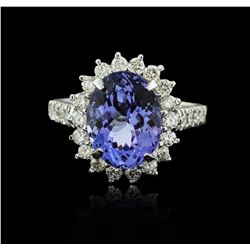 14KT White Gold 4.80ct Tanzanite and Diamond Ring