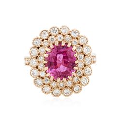 14KT Rose Gold 2.87ct Pink Sapphire and Diamond Ring