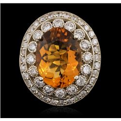 14KT White Gold 15.39ct Citrine and Diamond Ring