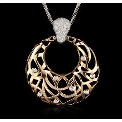 14KT Rose and White Gold 0.88ctw Diamond Pendant With Chain