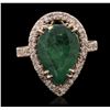 Image 1 : 14KT Rose Gold 5.87ct Emerald and Diamond Ring