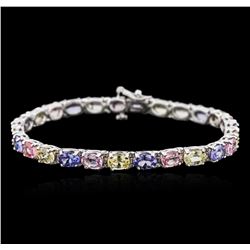 14KT White Gold 9.36ctw Multicolor Sapphire and Tanzanite Bracelet
