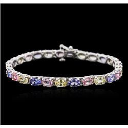 14KT White Gold 9.36ctw Multicolor Sapphire and Tanzanite Bracelet