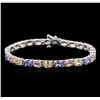 Image 1 : 14KT White Gold 9.36ctw Multicolor Sapphire and Tanzanite Bracelet