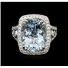 Image 1 : 14KT White Gold 7.27ct Aquamarine and Diamond Ring