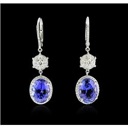 18KT White Gold 8.84ctw Tanzanite and Diamond Earrings