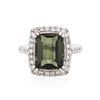 Image 1 : 14KT White Gold 6.29ct Tourmaline and Diamond Ring