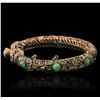 Image 3 : 10KT Yellow Gold 17.79ctw Emerald Bangle Bracelet