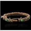 Image 4 : 10KT Yellow Gold 17.79ctw Emerald Bangle Bracelet