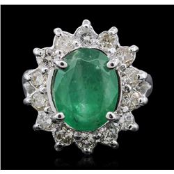 14KT White Gold 2.97ct Emerald and Diamond Ring