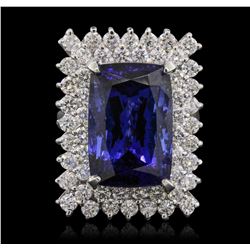 14KT White Gold GIA Certified 17.10ct Tanzanite and Diamond Ring