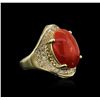 Image 2 : 14KT Yellow Gold 9.67ct Coral and Diamond Ring
