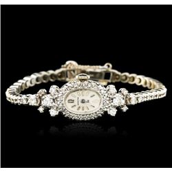 Hamilton 14KT White Gold 1.21ctw Diamond Vintage Ladies Watch