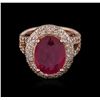 Image 1 : 14KT Rose Gold 7.19ct Ruby and Diamond Ring