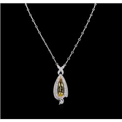 10.18ct Citrine and Diamond Necklace - 14KT White Gold