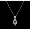 Image 1 : 10.18ct Citrine and Diamond Necklace - 14KT White Gold