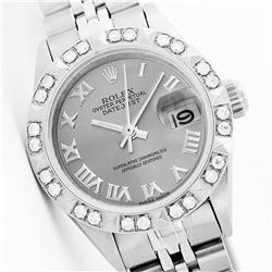 Rolex Stainless Steel Diamond DateJust Ladies Watch