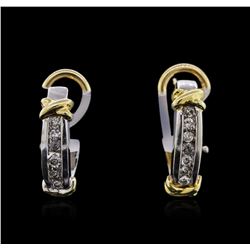 14KT Two-Tone Gold 0.22ctw Diamond Earrings