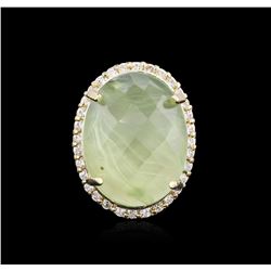 14KT Yellow Gold 32.12ct Green Tourmaline and Diamond Ring