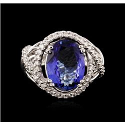 14KT White Gold 6.77ct Tanzanite and Diamond Ring