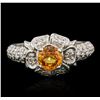 Image 1 : 14KT White Gold 1.24ct Yellow Sapphire and Diamond Ring