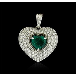 18KT White Gold 0.82ct Emerald and Diamond Pendant