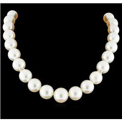 South Sea Cultured Pearl Necklace with 14KT Yellow Gold Diamond Ball Clasp