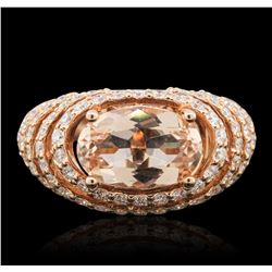 14KT Rose Gold 3.74ct Morganite and Diamond Ring