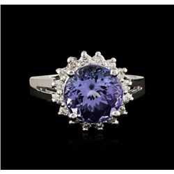 14KT White Gold 4.76ct Tanzanite and Diamond Ring