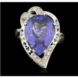 14KT White Gold 9.34ct GIA Cert Tanzanite and Diamond Ring