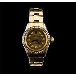 Rolex 18KT Yellow Gold Diamond Oyster Perpetual Ladies Watch