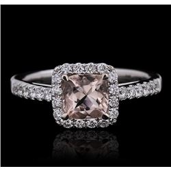 14KT White Gold 0.90ct Morganite and Diamond Ring