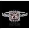 Image 1 : 14KT White Gold 0.90ct Morganite and Diamond Ring