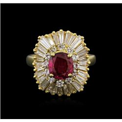 18KT Yellow Gold GIA Certified 1.36ct Ruby and Diamond Ring