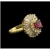 Image 2 : 18KT Yellow Gold GIA Certified 1.36ct Ruby and Diamond Ring