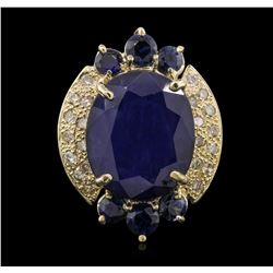 14KT Yellow Gold 10.94ct Sapphire and Diamond Ring