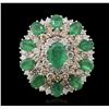Image 1 : 14KT White Gold 8.08ctw Emerald and Diamond Ring